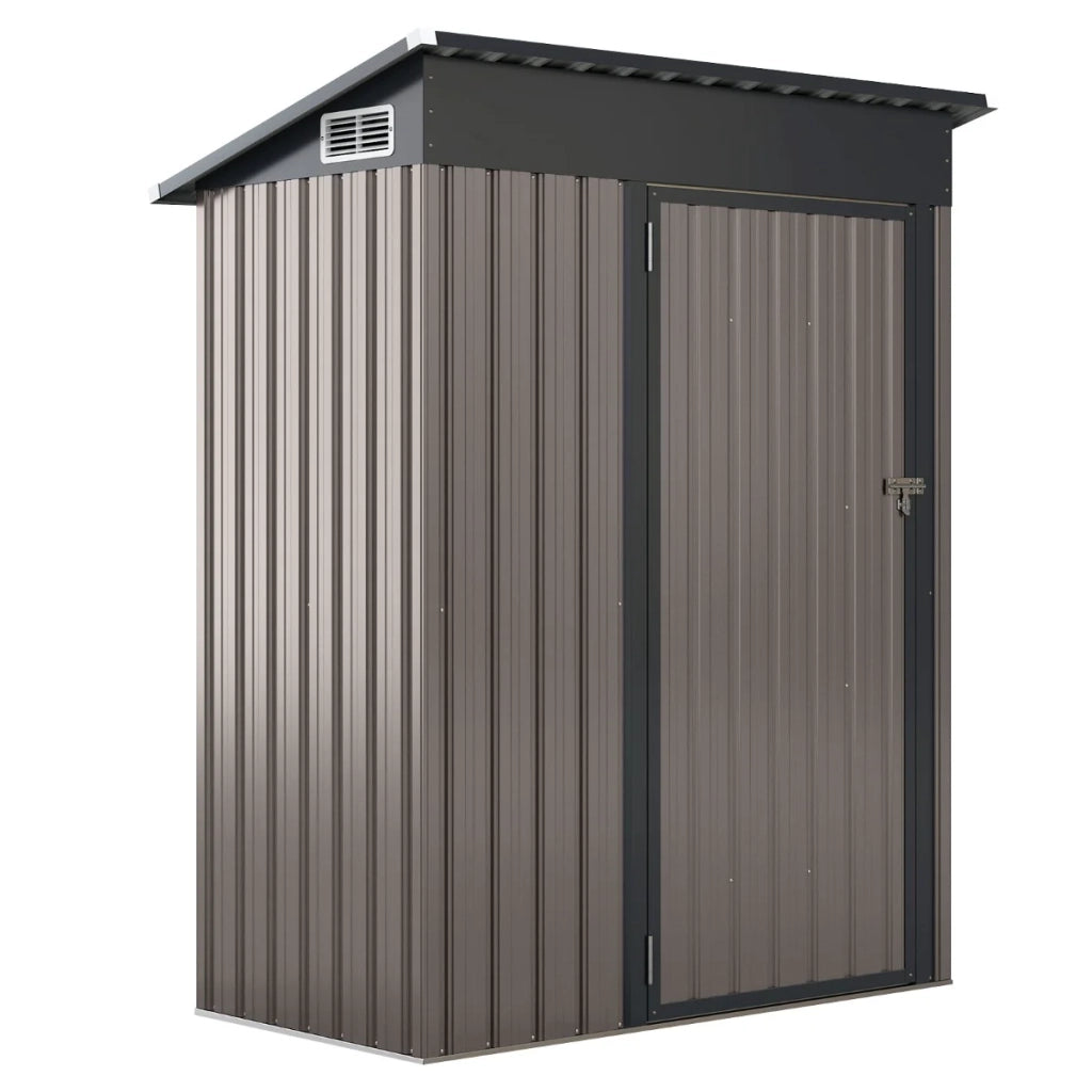 Capannone per attrezzi per tutte le stagioni 150 x 90,5 x 185 cm sicuro con ventilazione moderna in ferro zincato grigio scuro 20_0015389