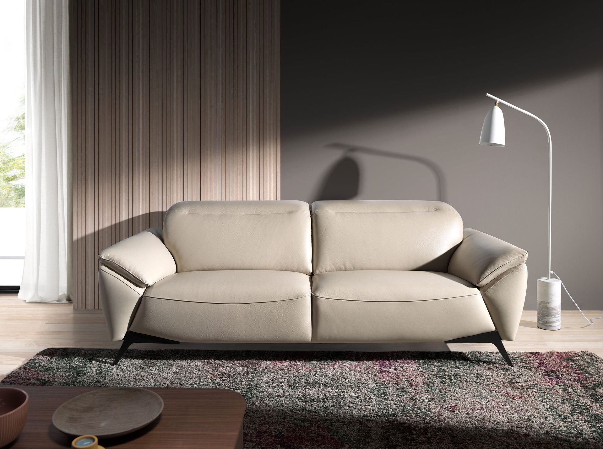 Lampada da terra in marmo e acciaio bianco