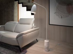 Lampada da terra in marmo e acciaio bianco
