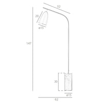 Lampada da terra in marmo e acciaio bianco