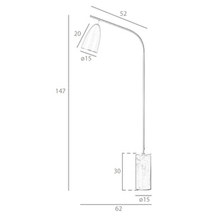 Lampada da terra in marmo e acciaio bianco