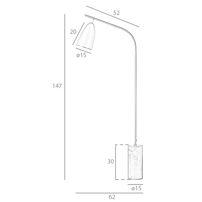 Lampada da terra in marmo e acciaio bianco