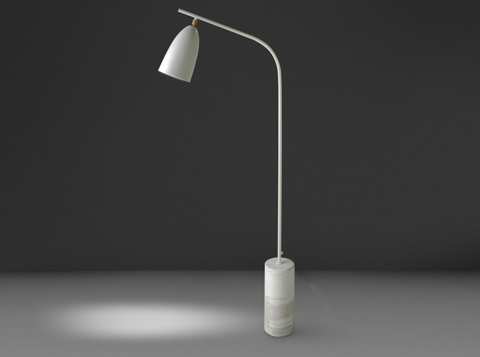 Lampada da terra in marmo e acciaio bianco