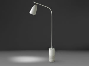 Lampada da terra in marmo e acciaio bianco