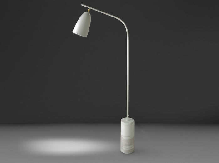 Lampada da terra in marmo e acciaio bianco