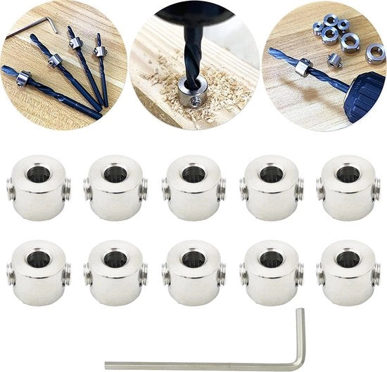Posizionatore di Riferimento per Legno Posizionatore di Riferimento per Foro Consistenza del Foro con Chiave a Lema (ID: 4 mm 10 pezzi) per Houtbewerking Boor Consistenza del Foro con Chiave a Lema.