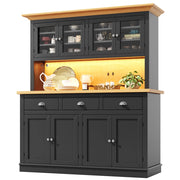 Credenza alta con ripiani regolabili e LED RGB - per sala da pranzo - in MDF - 140×40×180 cm - nera