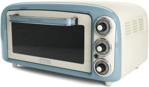 Ariete 979 forno elettrico di design 18 litri - ideale per pizza da 30 cm - doppio vetro - 1380 watt - acciaio inox - linea vintage - celeste - ARI979CE