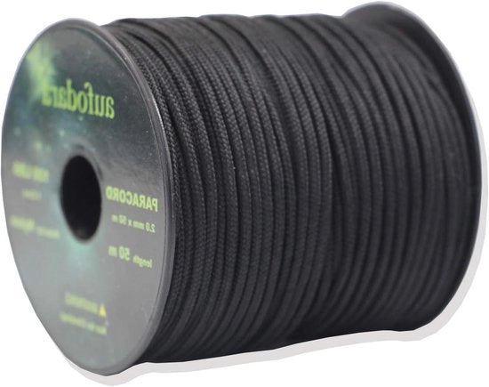 Paracord 2 mm corda in nylon 1 corda (nero 50 metri)
