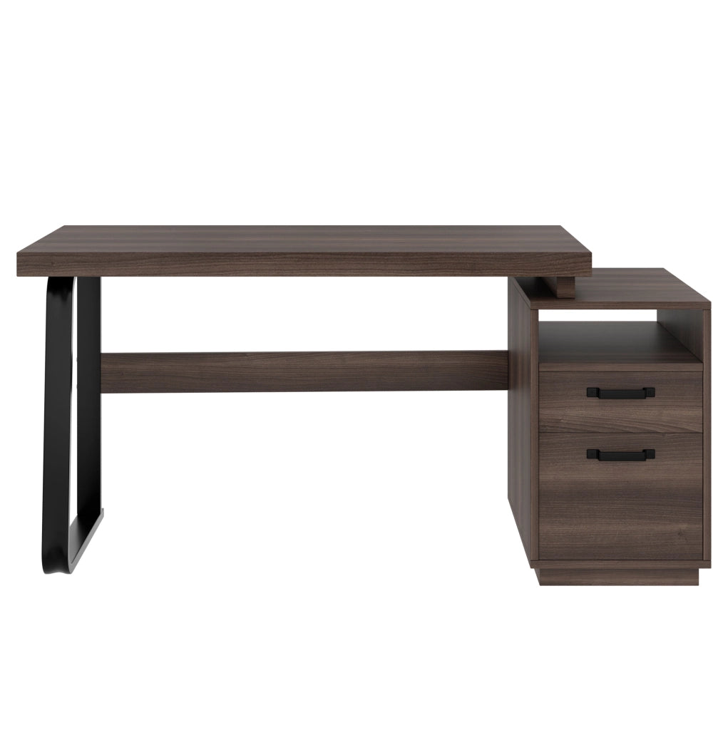 Scrivania marrone 135 x 54 cm in MDF e metallo con cassetto