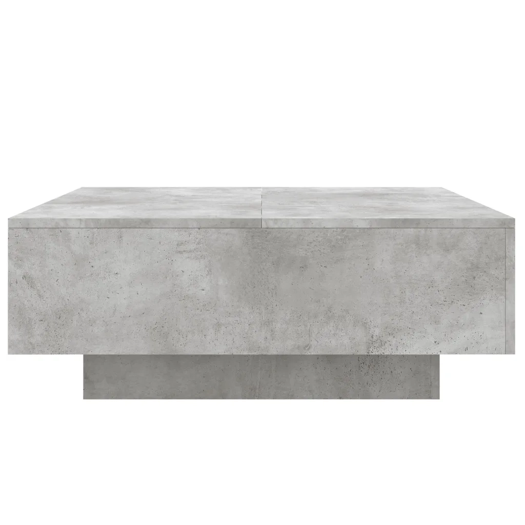Tavolino da Soggiorno con Luci LED Grigio Cemento 80x80x31 cm 836591