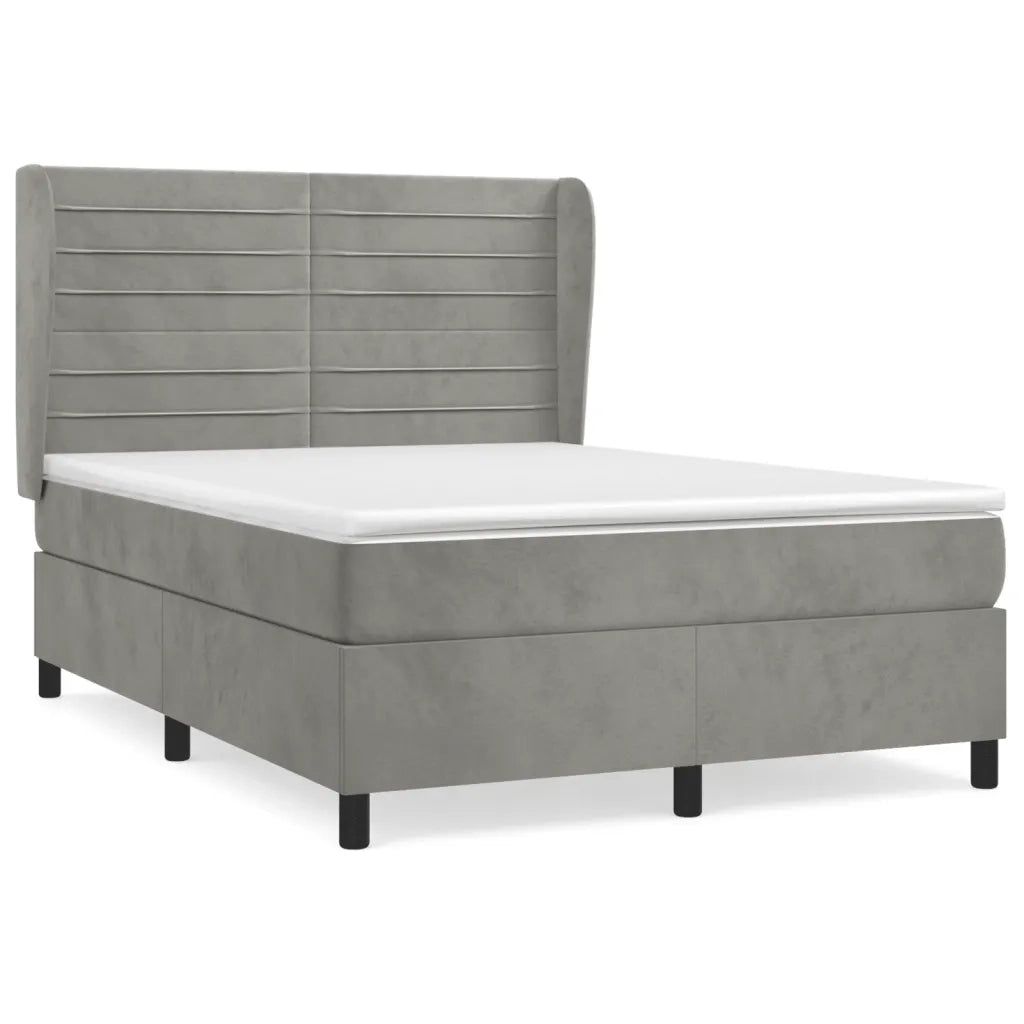 Giroletto a Molle con Materasso Grigio Chiaro 140x200cm Velluto 3129273