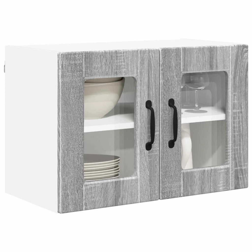 Pensile da cucina | Mobile in vetro da parete PORTO Grigio Sonoma 60 x 31 x 40 cm