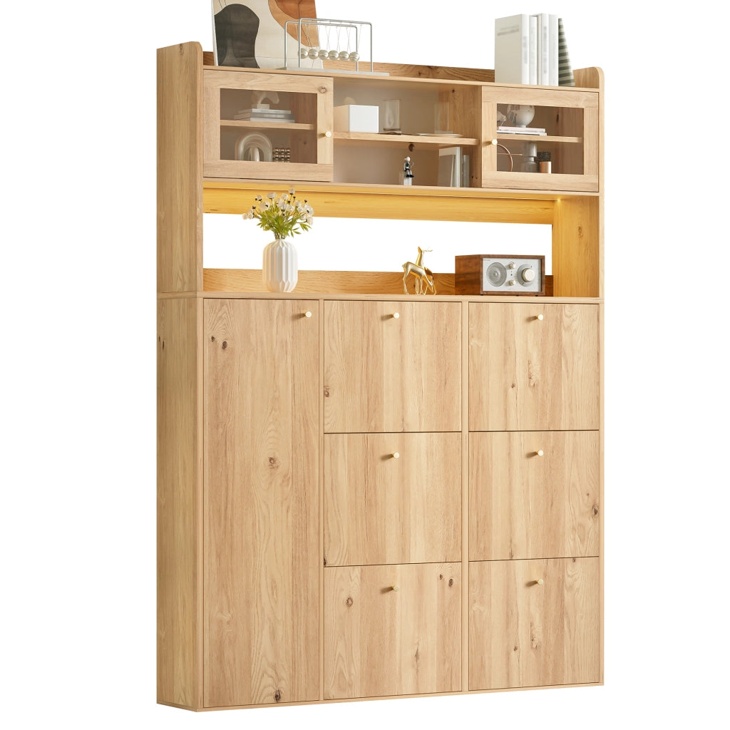 Scarpiera con 6 vani ribaltabili; 1 anta e LED - per ingresso - 130×25×85 cm