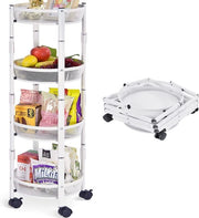 Carrello trasportatore pieghevole in un secondo, 4 velocità multifunzionale carrello metallico con fune, ruote bloccanti, per cucina, bianco