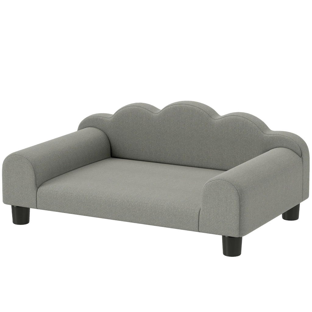Divano per Cani con Braccioli ¨C zephmum ¨C Legno e Tessuto Grigio 66x42x28.5 cm