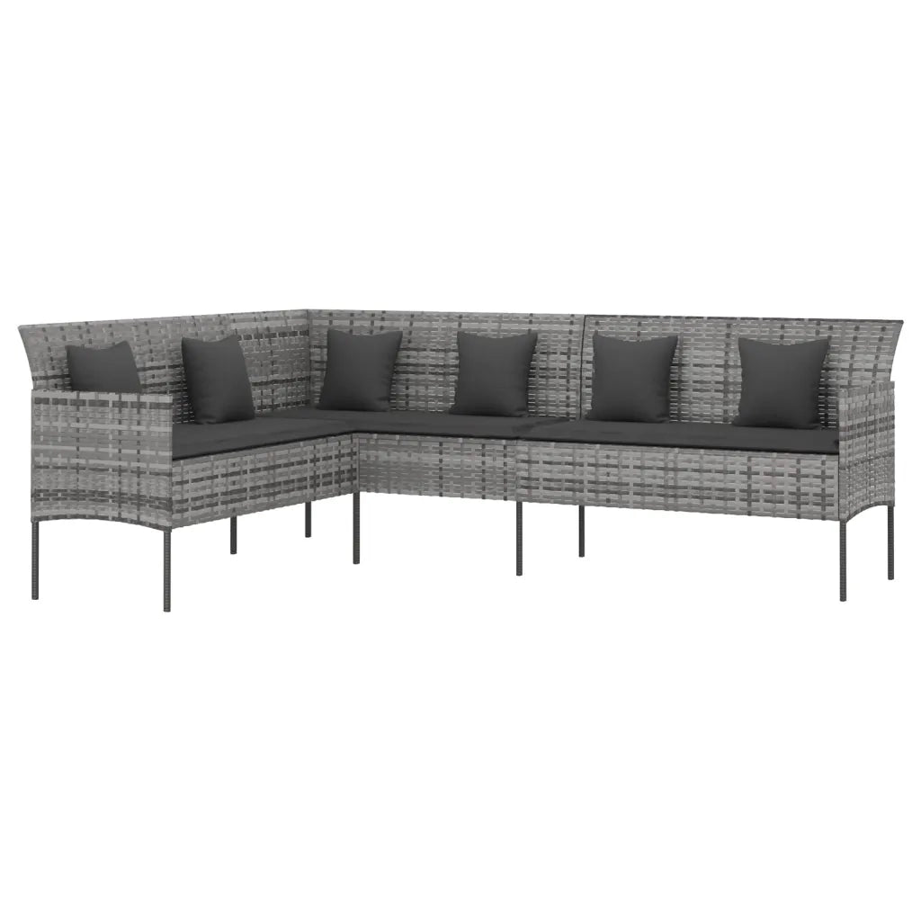 Set da Pranzo da Giardino 6 pz con Cuscini in Polyrattan Grigio 3186651