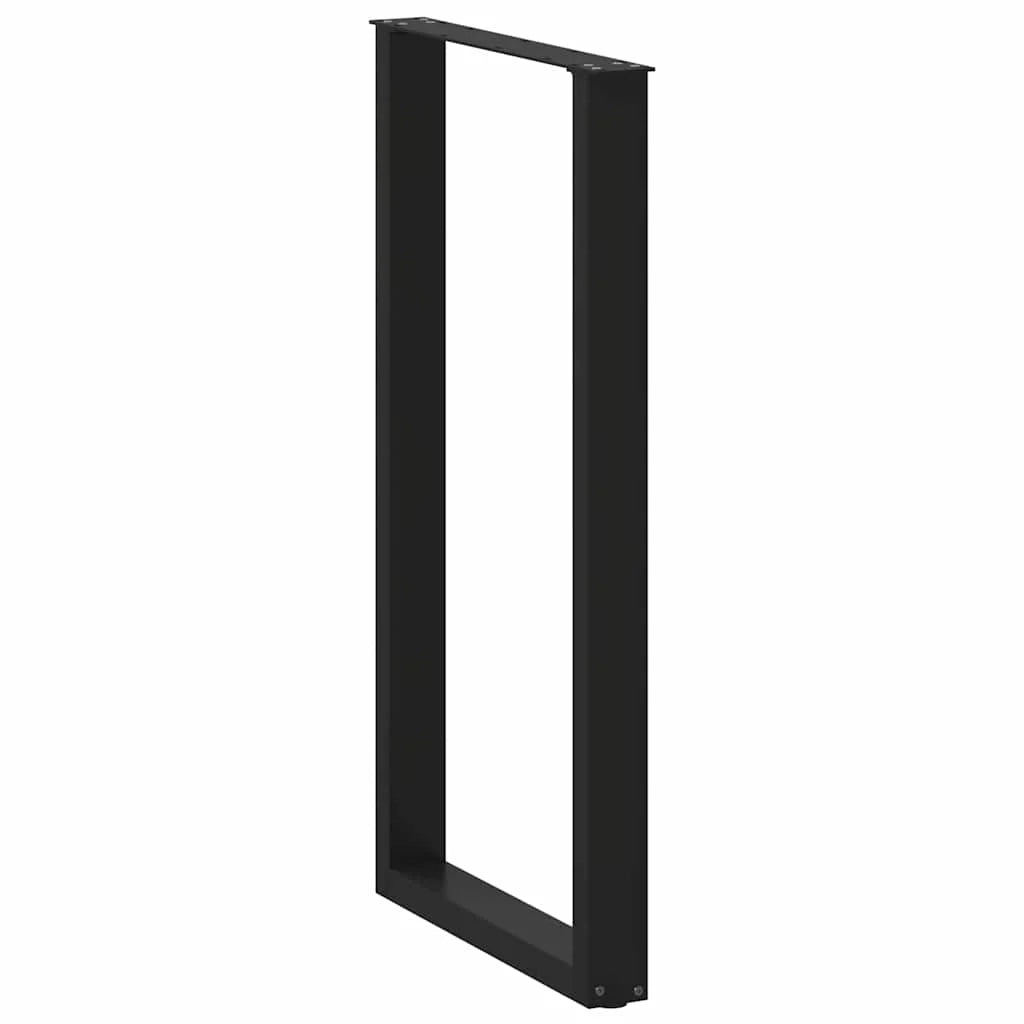 Set di 2 gambe per tavolo da bar a forma di U 60 x 110 cm con piedini regolabili design moderno in acciaio nero 02_0057488
