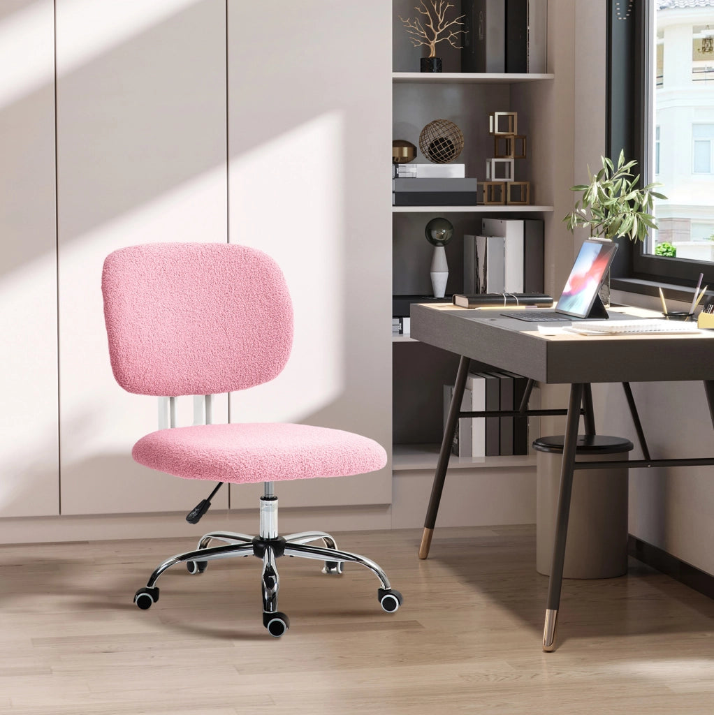 Sedia da ufficio girevole rosa, altezza regolabile