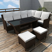 Set Divani da Giardino 4 pz con Cuscini in Polyrattan Marrone cod mxl 34893