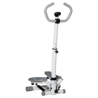 Stepper con Monitor LCD, Manubrio Regolabile ed Elastici, in Acciaio e ABS, Bianco e Grigio