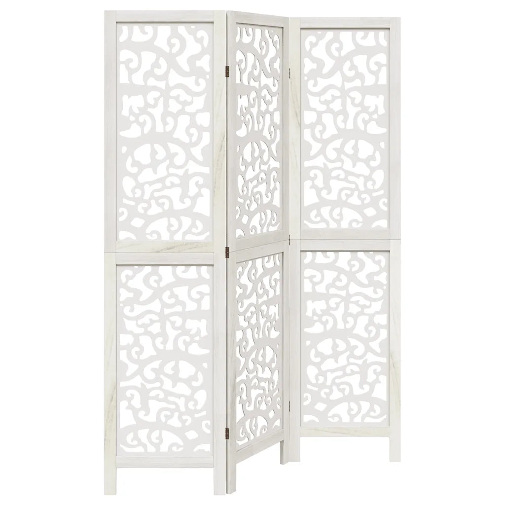 Divisorio Ambienti | Divider per stanze | Paravento 3Pannelli Bianco Legno Massello di Paulownia