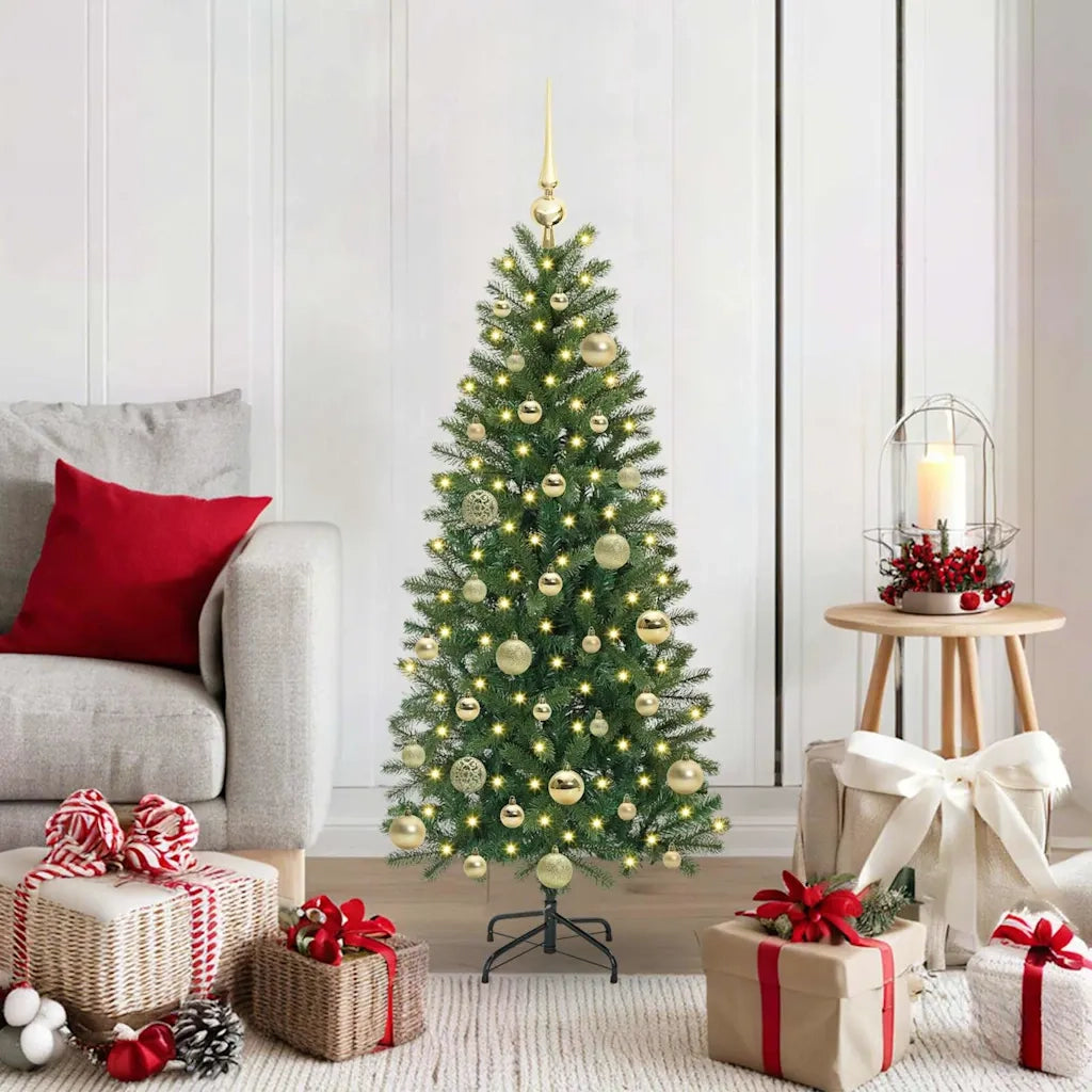 Albero di Natale | Decorazioni natalizie artificiale con 150 LED Verde 120 cm PE e PVC