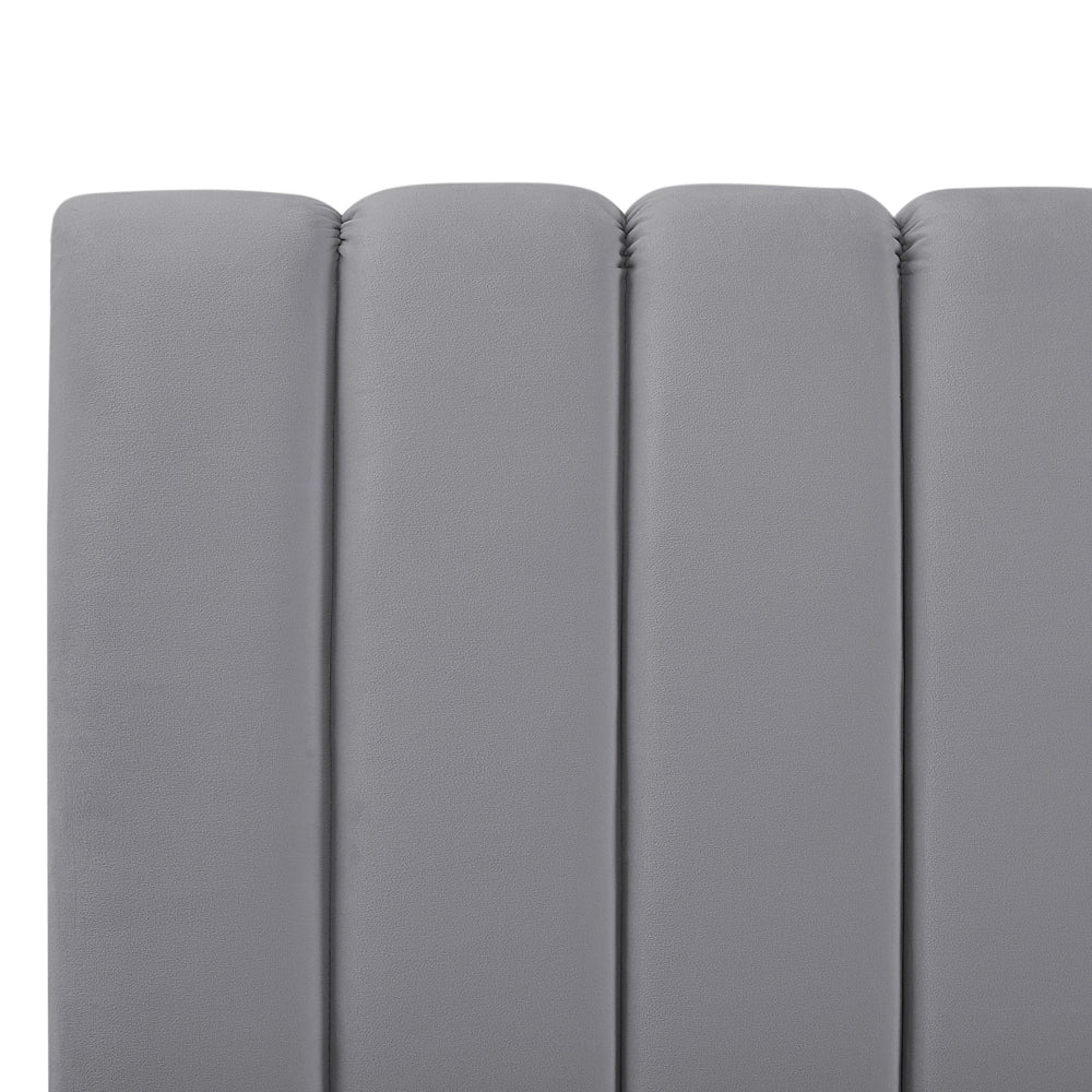 Letto imbottito velluto grigio e oro rete a doghe testiera alta 140 x 200 cm testata alta design retrò