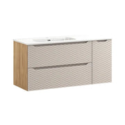 Set da bagno YOKA beige: mobile sotto lavabo 120 cm + lavabo incassato