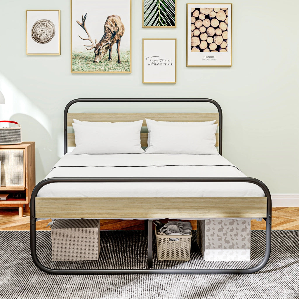 Letto matrimoniale 140x190 cm ¨C Xylo ¨C struttura in metallo stile industriel con testiera