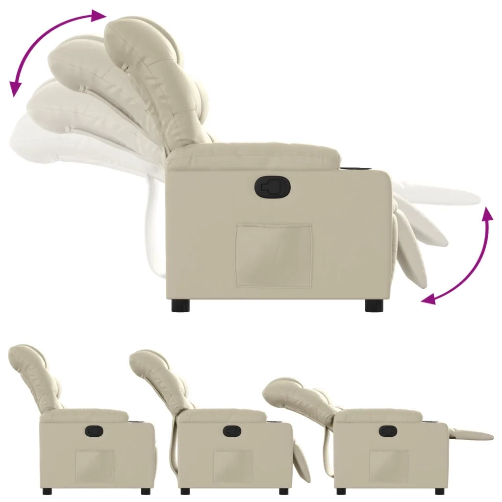 Poltrona Reclinabile Crema in Similpelle 374134