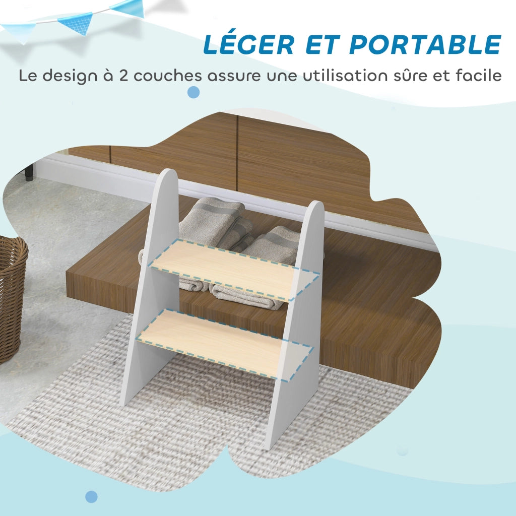Scalino per Bambino 2 Marche ¨C zephmum ¨C Legno Bianco 20 kg