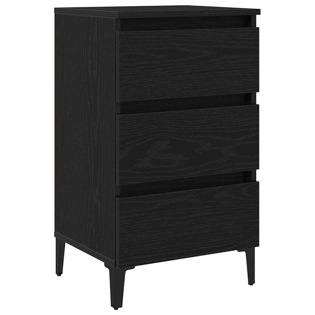 Comodino | Armadio da Notte | Mobiletto da notte Rovere Nero 40 x 35 x 69 cm Legno multistrato