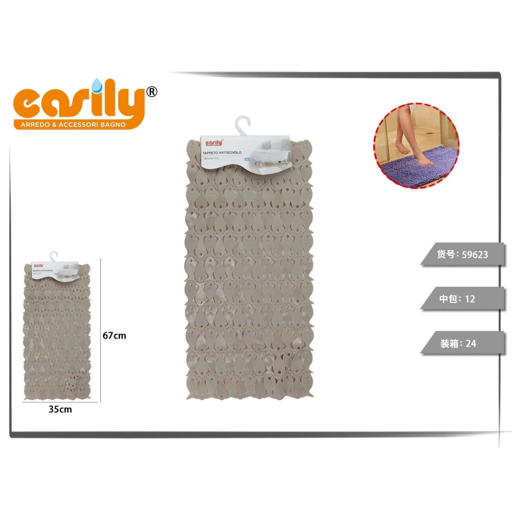 Trade Shop - Tappeto Tappetino Pvc Pesciolini Antiscivolo Vasca Da Bagno Doccia 67x35cm 59622 -