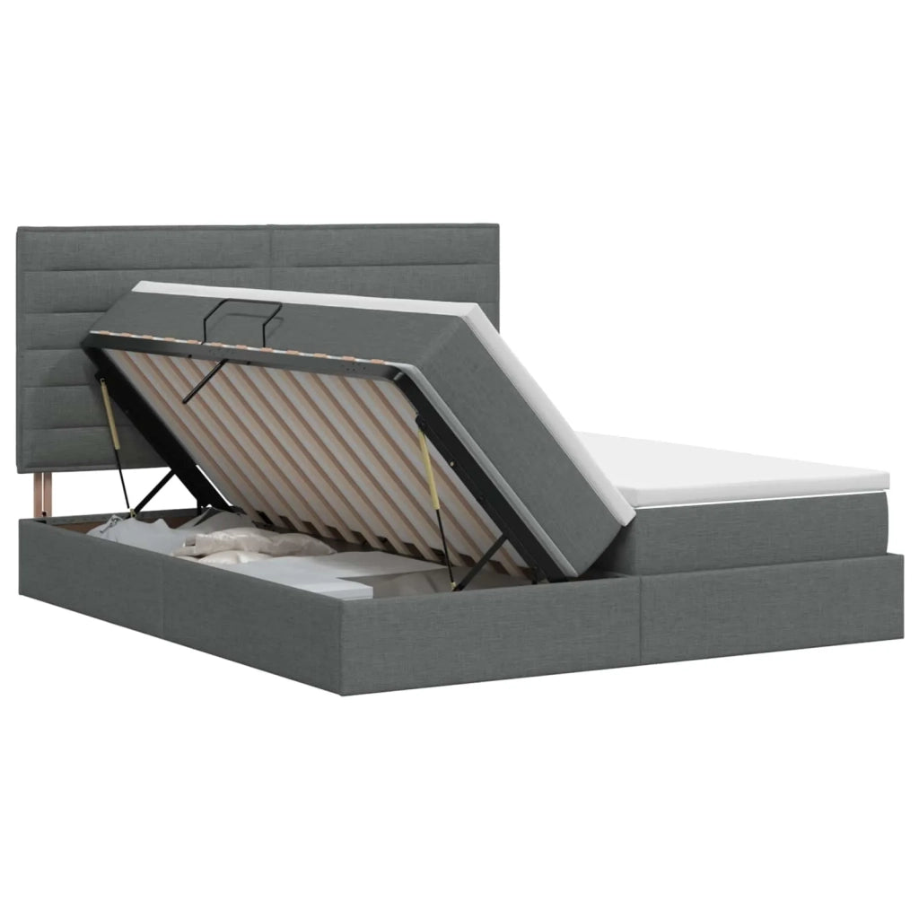 Letto con Contenitore Grigio Scuro 200 x 200 cm Tessuto 3459784