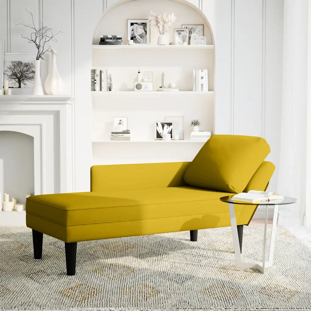 vidaXL Sdraio con Cuscino e Bracciolo Destro in Velluto Giallo