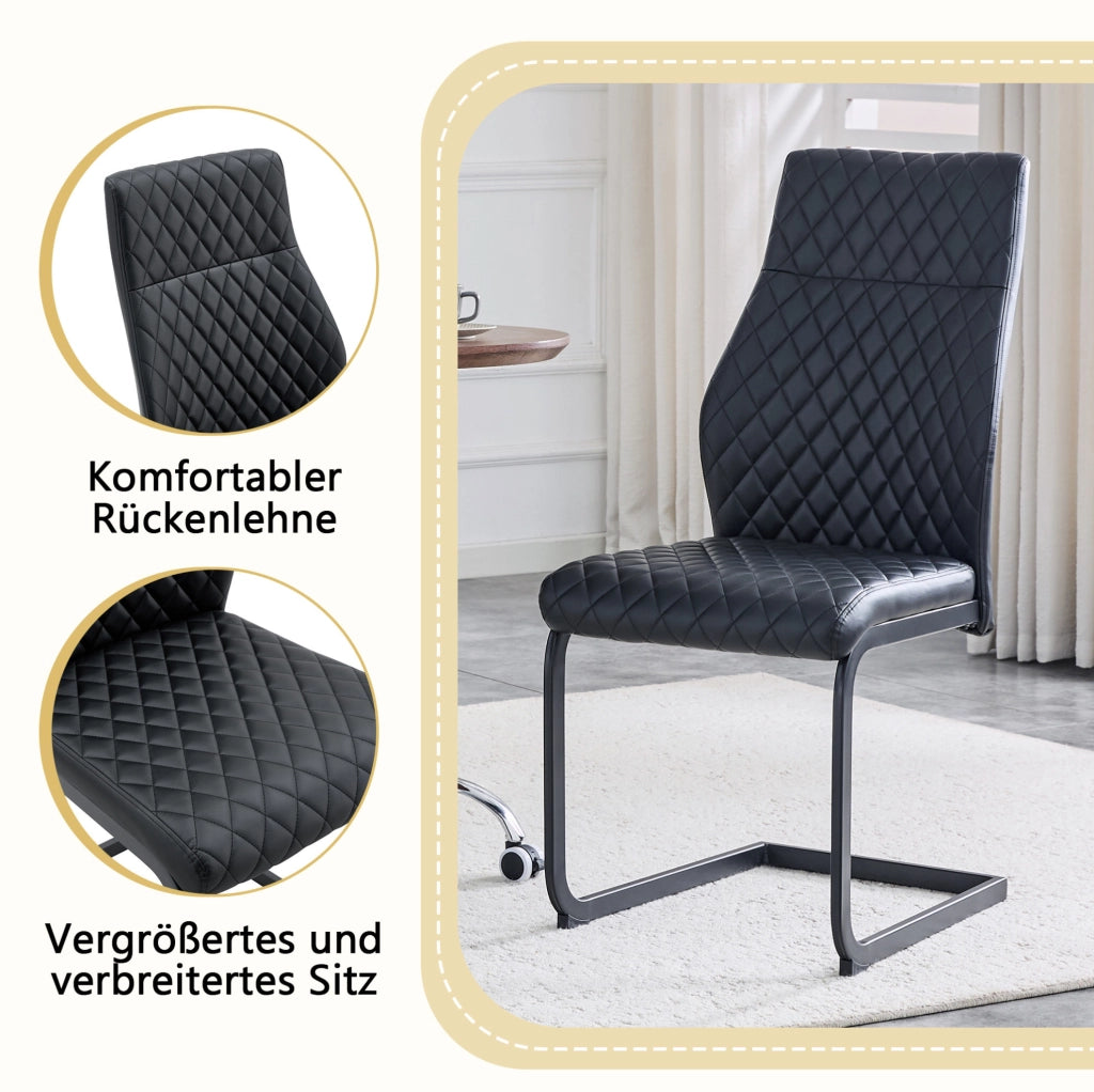 Set tavolo da pranzo rotondo nero con 2 sedie