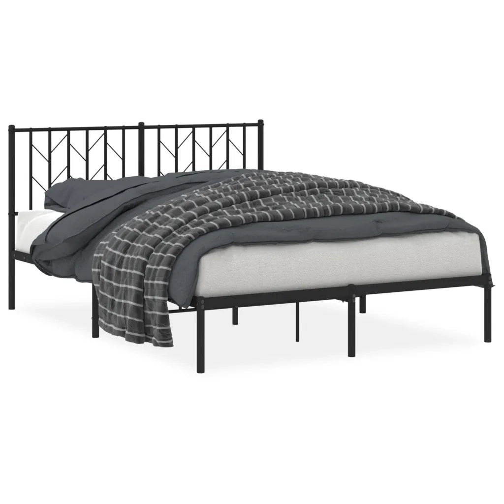 Giroletto con Testiera-Struttura Letto con testiera in Metallo Nero 140x190 cm 292372