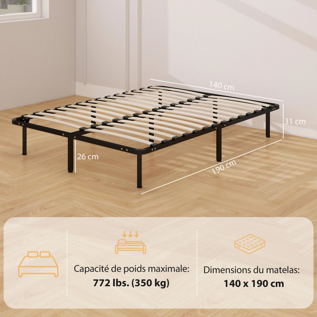 Letto Matrimoniale Contenitore in Legno Massello con Rete a Doghe ¨C Minimal ¨C 140x190 cm Nero