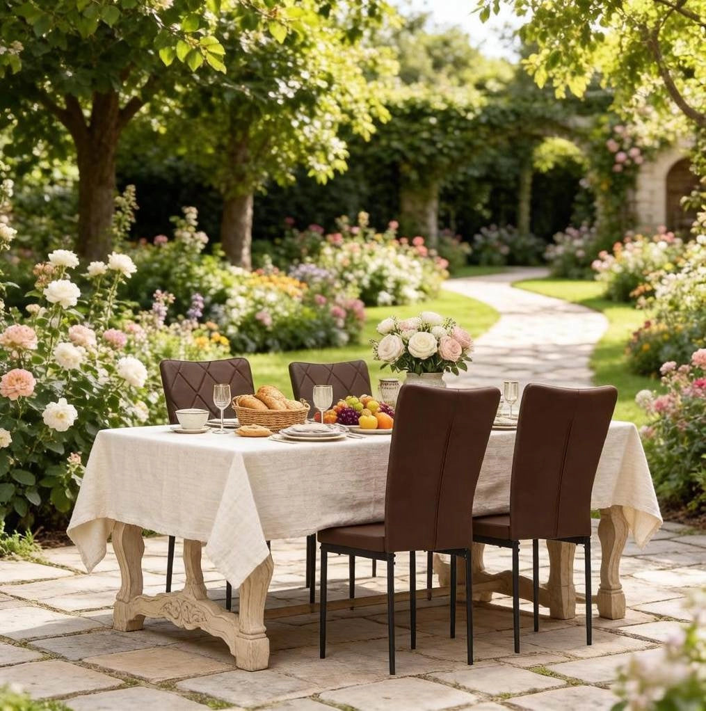 Set di 4 sedie da pranzo in similpelle marrone scuro