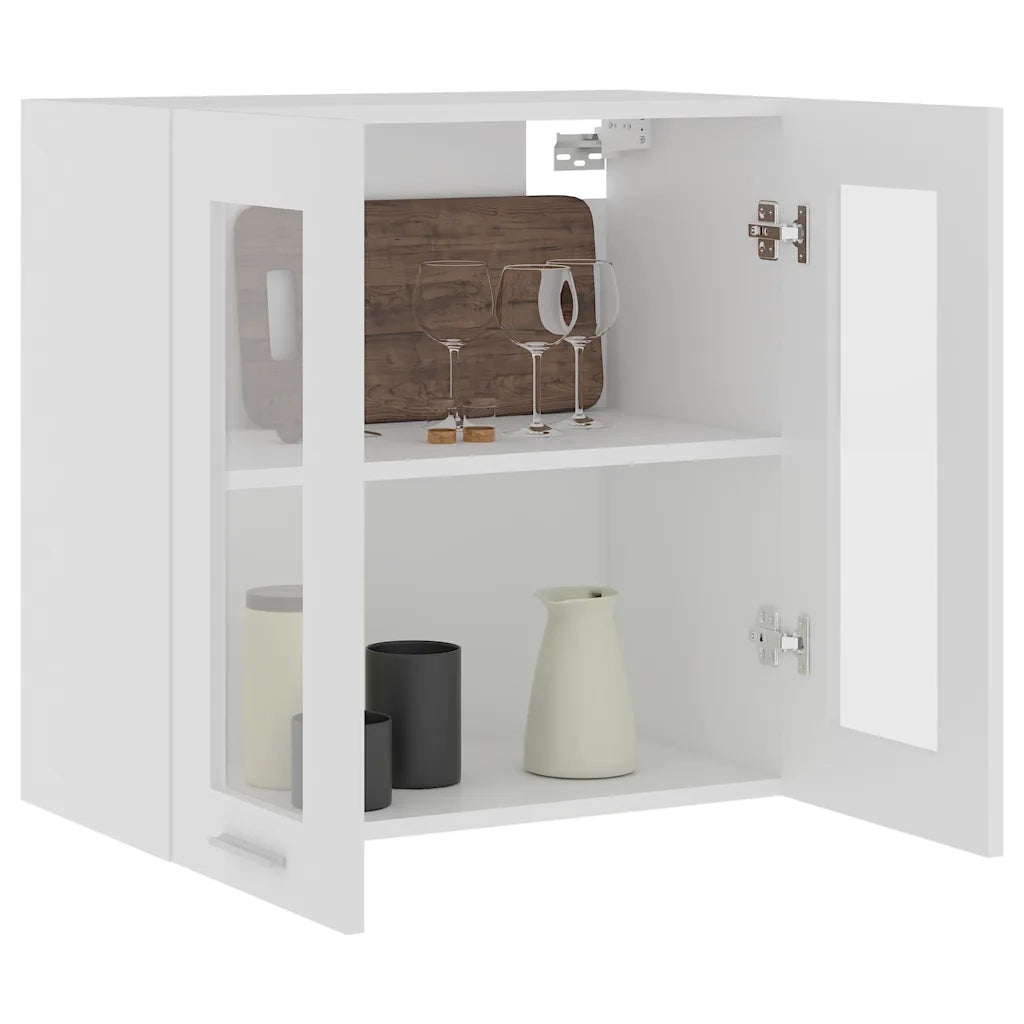 Mobile Pensile con Vetro “Lyon” Bianco 60x31x60 cm 802521