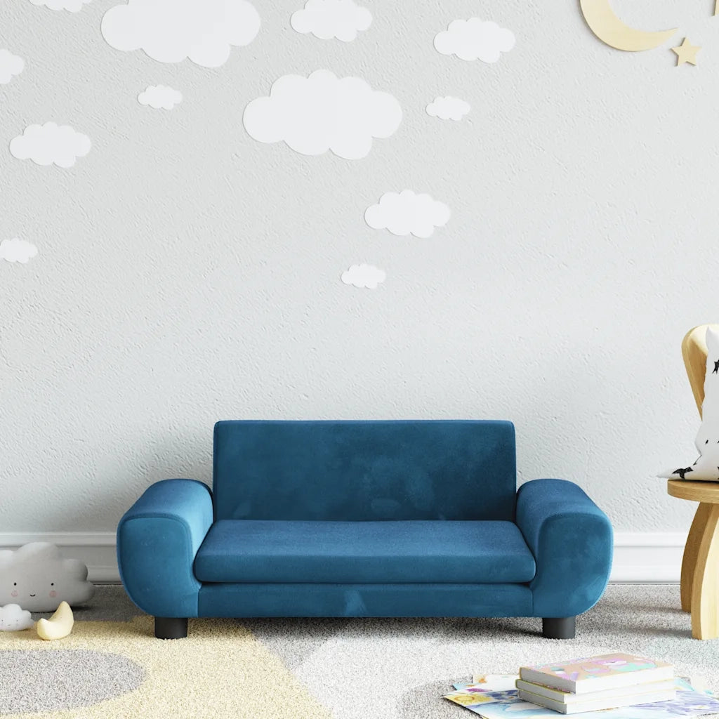 Divano | Divano da soggiorno | Sofa per Bambini Blu 70x45x33 cm in Velluto
