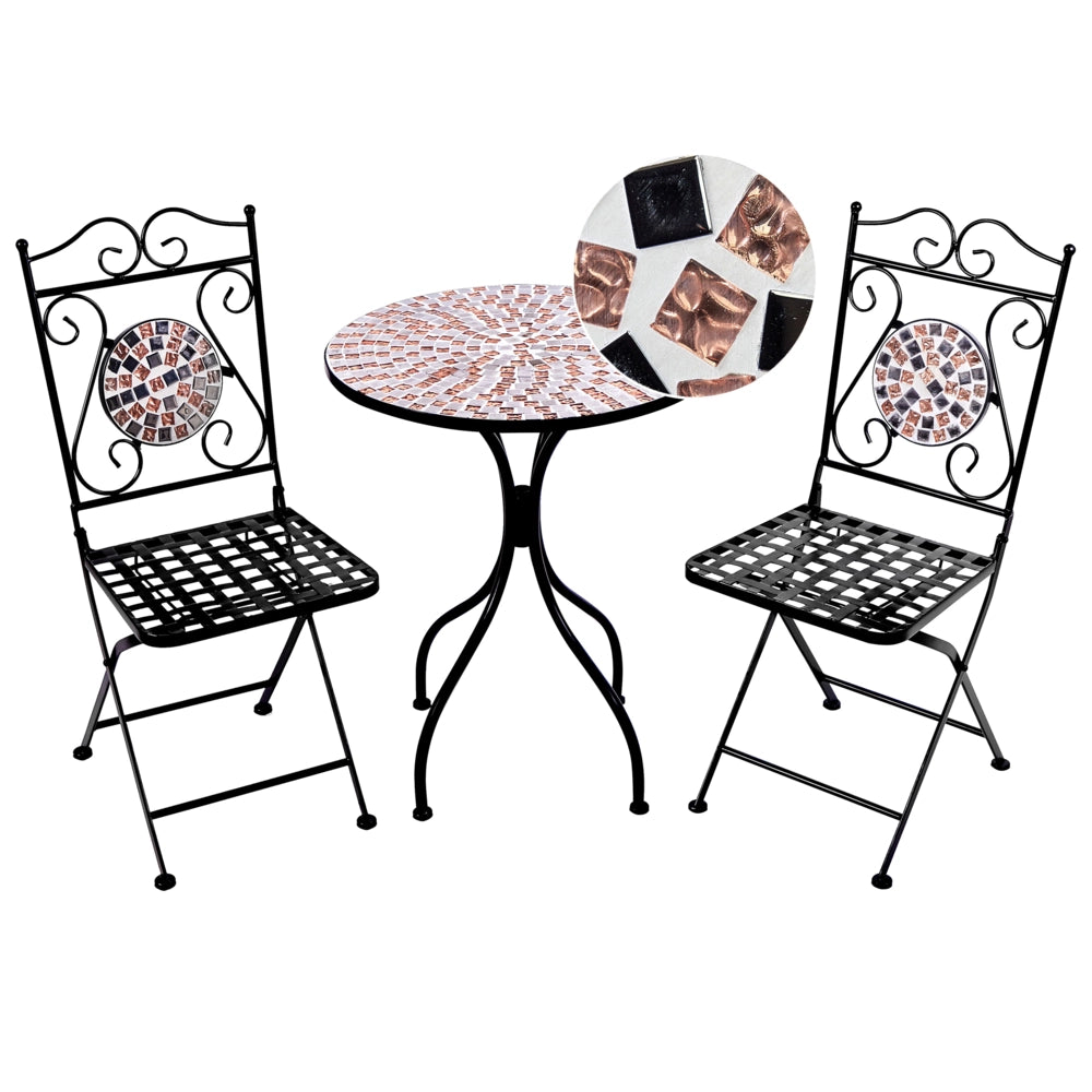 Set da balcone tavolo e sedie da giardino in metallo nero stile vintage