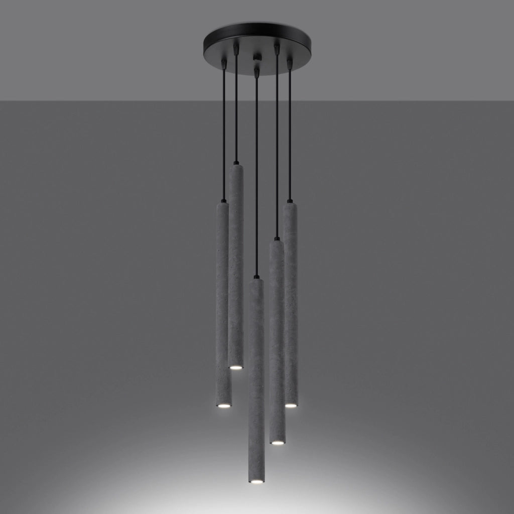 Lampada a sospensione tonda cemento grigio 5xG9 Velino