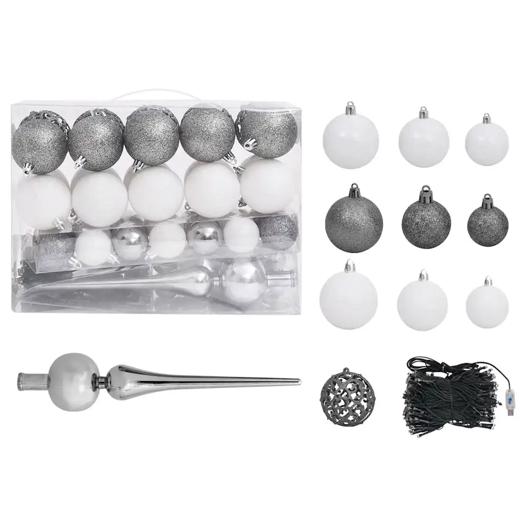 Set Albero Natale Artificiale a MetÃ  LED e Palline Verde 180cm  cod mxl 19920
