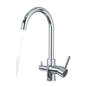 JULIE | Rubinetto per acqua potabile a 3 vie cromato|per osmosi in acciaio inossidabile da cucina|miscelatore: ruotabile a 360° | Filtra 3 connessioni