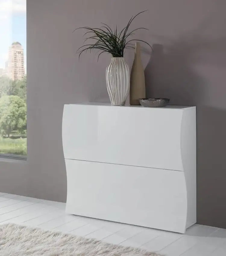 Scarpiera 2 ante L 101 x H 81.5 x P 26.6 cm 16 paia, bianco
