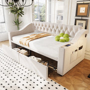Letto divano con funzione letto in velluto beige 90x190 cm