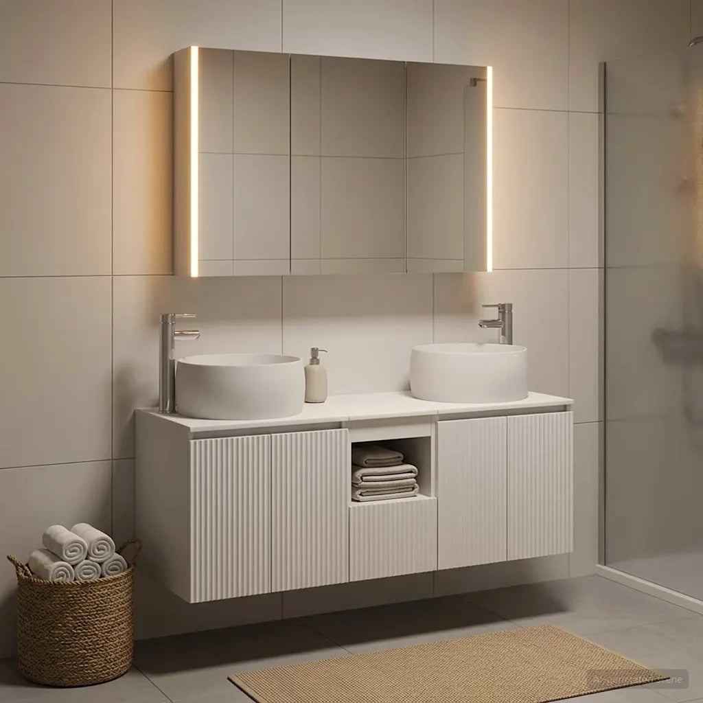 Set di Armadi da Bagno 4 pcs Bianco Legno ingegnerizzato 3406543