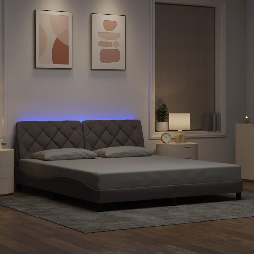 Giroletto con LED senza Materasso Tortora 180x200 cm in Tessuto 3310689